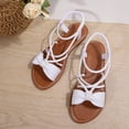 thumbnail image 5 of Yyuenw Women Flock Flat Sandals Crisscross Straps Open Toe Ankle Strap Summer Casual Walking Shoes, 5 of 9