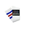 thumbnail image 4 of Neon Nation Unisex Adult White Knee High Socks with Various Colored Stripes (Blue and Red Stripes), 4 of 5