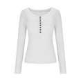 thumbnail image 5 of Sexlip Womens Snap Front Henley Top Long Sleeve Design Soft Fabric Relaxed Silhouette for Daily Errands White XL, 5 of 9