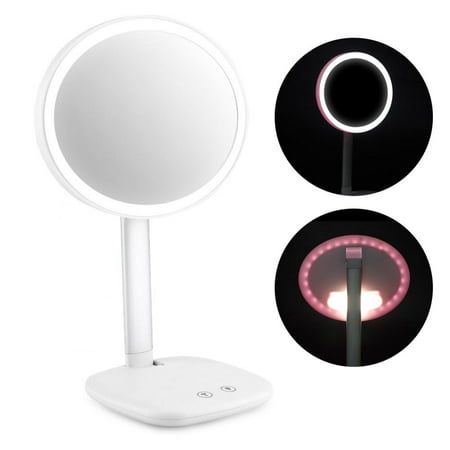 Vanity Mirror On Stand Yosoo Round LED Lighted Touch Screen Makeup Mirror On Stand, Natural Daylight LED Mirror Portable Vanity Mirror With Lights Table Top ()