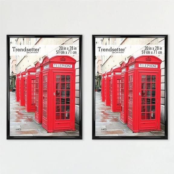 MCS Trendsetter 20x28 Poster Frame Black High-Gloss, Vertical & Horizontal Wall Hanging Large Picture Frame for Photos, Posters & Art Prints (2-Pack)