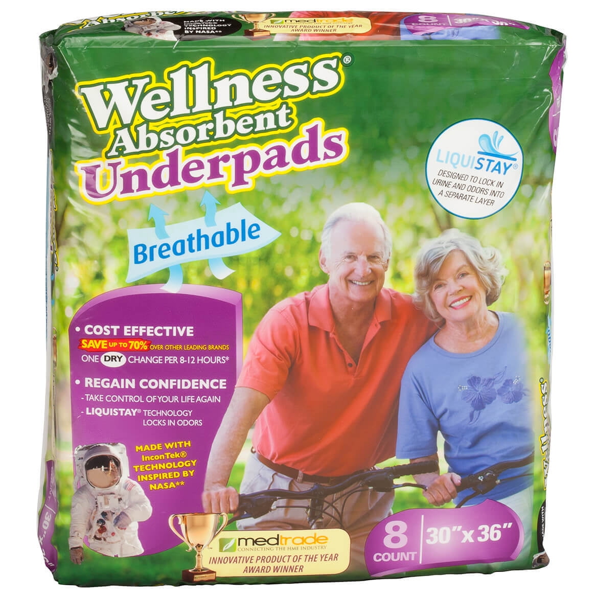 Wellness Absorbent BREATHABLE Underpad 30x36 Pack of 8