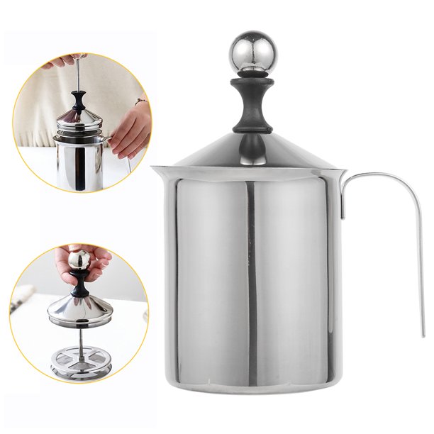 ODOMY Milk Frother Stainless Steel Manual Milk Foamer ...
