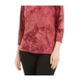 thumbnail image 3 of JM COLLECTION Womens Red Patterned 3/4 Sleeve Jewel Neck Top Size: XL, 3 of 3