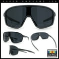 thumbnail image 2 of Mens Geometric Oversized Shield Sport Plastic Wrap Riding Sunglasses Grey - Black, 2 of 7