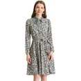 thumbnail image 1 of INSPIRE CHIC Robe Ceinturée à Imprimé Floral Vintage en Mousseline à Manches Longues à Col Noué pour Femme, 1 of 6