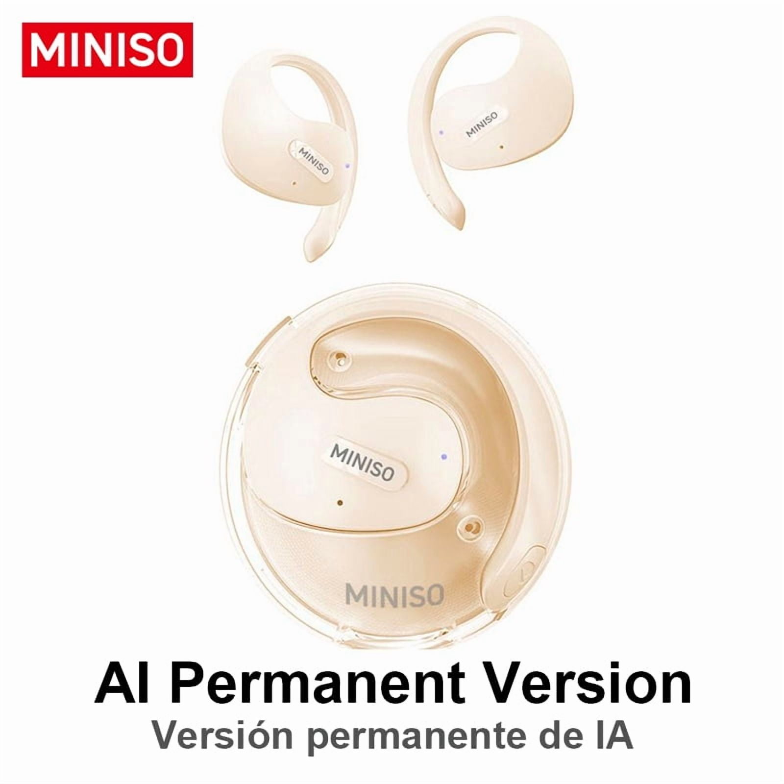 MINISO X15 Open-Ear Bluetooth 5.4 Headphones, Wireless Earbuds with AI Real-Time Translation, 130+ Languages, Noise Reduction, 40H Battery, IPX5 Waterproof – Off-White