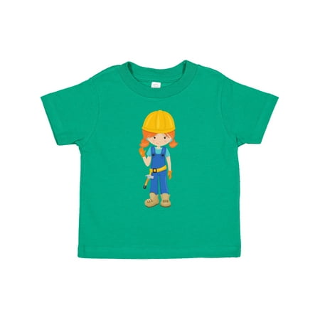 

Inktastic Construction Girl Orange Hair Cute Girl Hammer Gift Toddler Toddler Girl T-Shirt