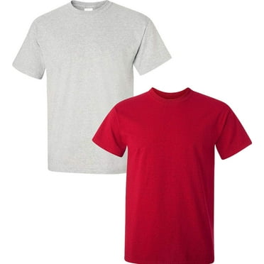 Gildan Mens Ultra Cotton T-Shirt, S, Antique Cherry Red (Pack of 2) (1 Ash / 1 Antique Cherry Red)