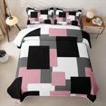 thumbnail image 2 of Castle Fairy Abstract Irregular Square Block Twin Quilt Set 2 Pieces,Geometric Overlap Twin Coverlet Set,Dusty Pink Gray Black,1 Bedspread and 1 Pillowcase, 2 of 7