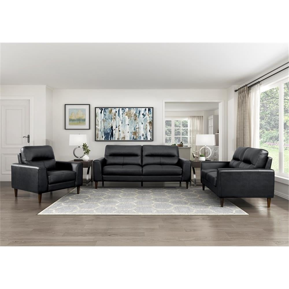 Lexicon Lewes Leather Match Loveseat in Black