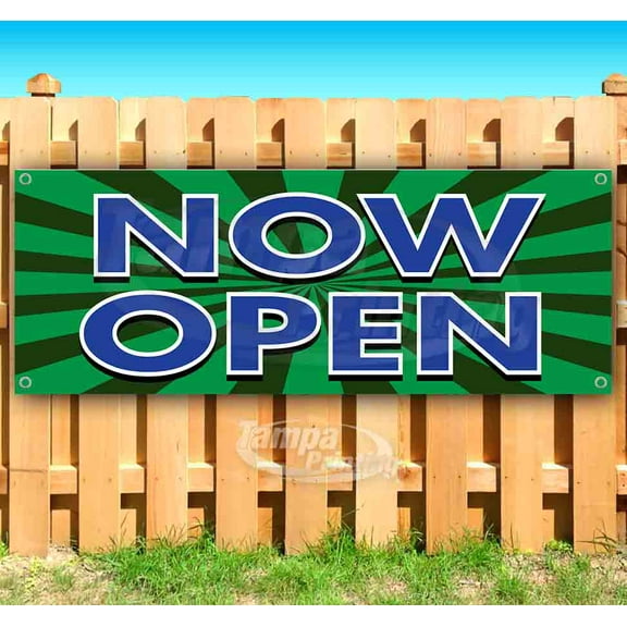Now Open 13 oz Vinyl Banner With Metal Grommets