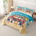 thumbnail image 3 of jejeloiu Cute Summer Dog Quilt Full,Beach Car Print Full Bedspread Sets For Boys,Blue Yellow,3-Piece, 3 of 7