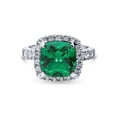 thumbnail image 2 of BERRICLE Sterling Silver Halo Green Cushion Cut Cubic Zirconia CZ Statement Cocktail Fashion Ring for Women, Rhodium Plated Size 5, 2 of 8