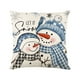 thumbnail image 2 of Funda de Cojín Decorativa con Muñeco de Nieve Navideño | Funda de Cojín a Cuadros de Lino Azul | 45 X 45 X 1,5 Cm | Poliéster Suave | Fácil de Lavar | 1 Unidad, 2 of 6