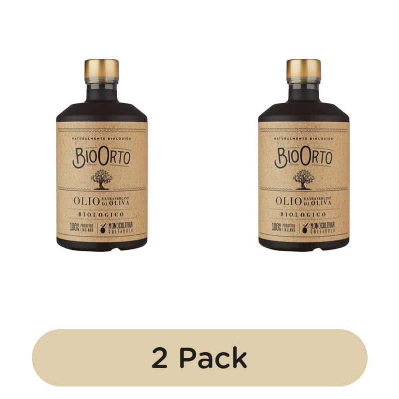 Bio Orto Organic Extra Virgin Olive Oil Monocultivar Ogliarola 500ml, British Import (Pack of 2)