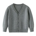 thumbnail image 5 of Gvdentm Sweater Uniform Sweaters for Boys Boys Girls Cardigan Ribbed Knit Round Neck Long Sleeve Button Solid Sweater Fall Loose Fit Cute Tops(Grey,2-3 Years), 5 of 5