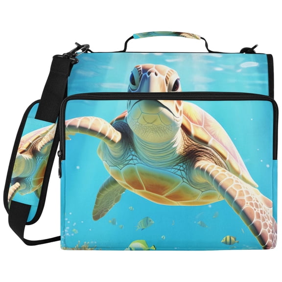 ALAZA Zipper Binder Big Sea Turtle Pattern 2 inch 3 Ring 500 Sheet Capacity Trapper Keeper File Folder Organizer Bag