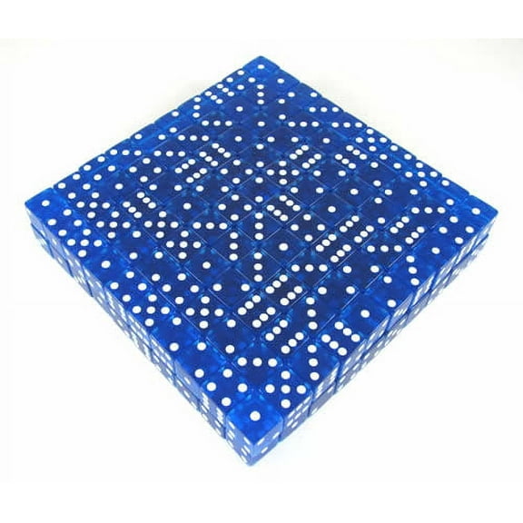 Blue Transparent Dice with White Pips D6 19mm (3/4in) Bulk Pack of 200 Koplow Games