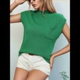 thumbnail image 4 of Top de Tirantes de Punto Holgado con Cuello Alto y Mangas para Mujer, de Verano, Verde, Talla XL, 4 of 9