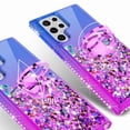 thumbnail image 5 of SPY CASE Phone Case for Samsung Galaxy S22 Ultra Ring Kickstand Case Cover w/ TPU Screen Protector Liquid Glitter for Girls Women [Shock Proof] - Ring Purple/Blue, 5 of 5