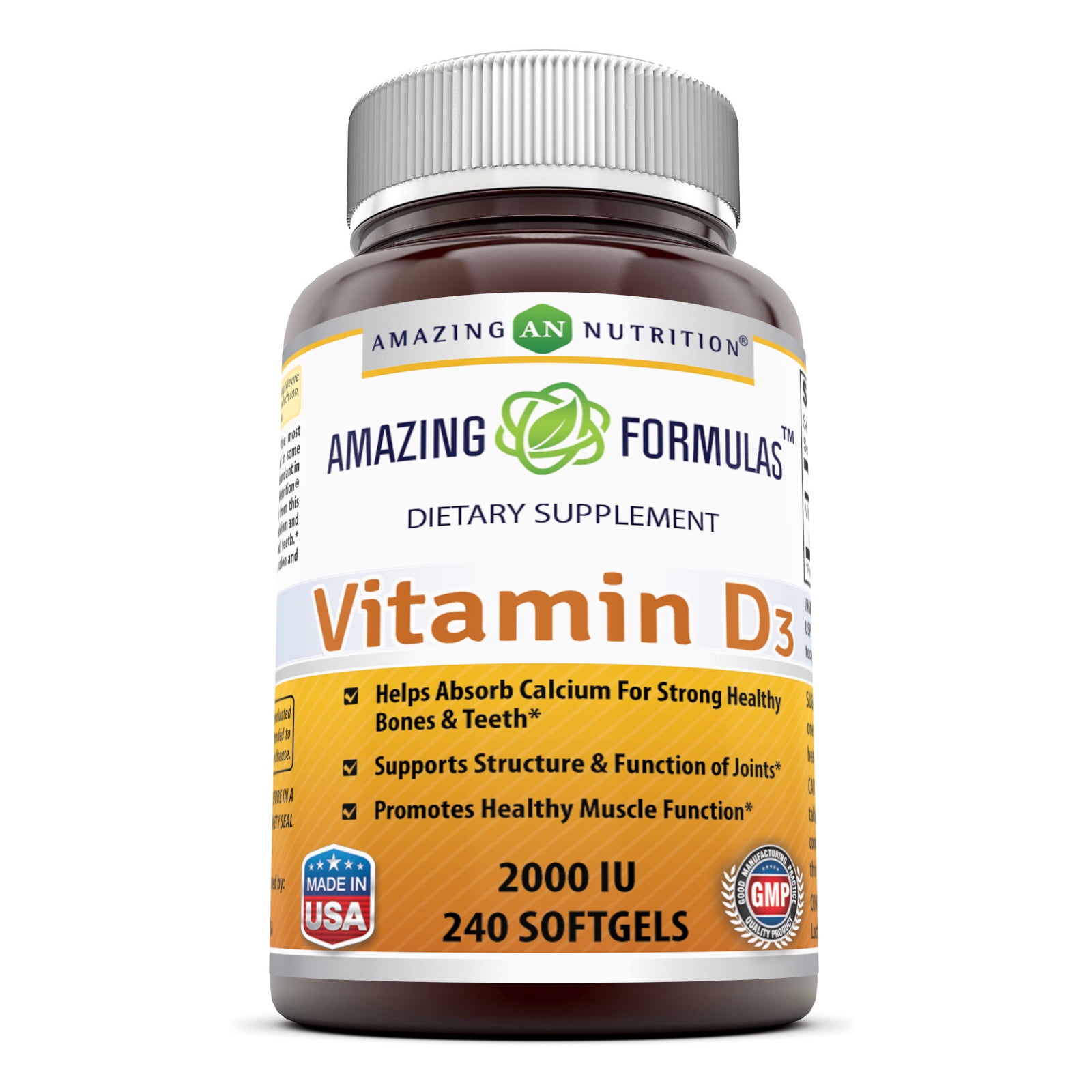 Amazing Nutrition Amazing Formulas Vitamin D3 2,000 IU, 240 Softgels Important Vitamin For