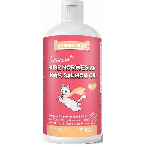 Premium Salmon Oil for Cats – Pure Norwegian Salmon Oil High in Omega 3 EPA & DHA -Powerful Fish Oil for Cats Skin & Coat, Hip & Joints, Allergies & Immunity – Omega 3 Fish Oil - 4oz Liquid