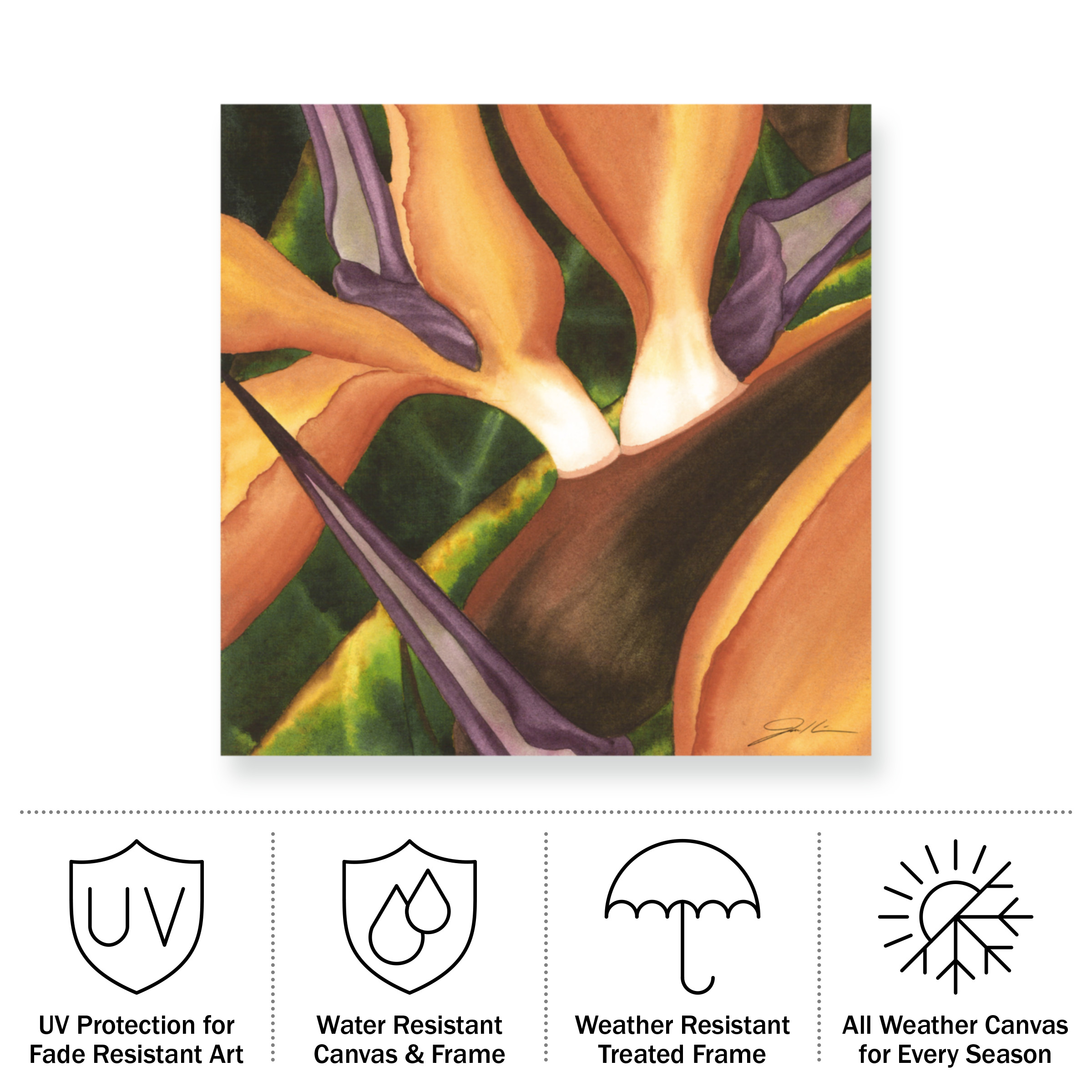 Jason Higby 'Bird Of Paradise Tile II' Outdoor Canvas 14x14