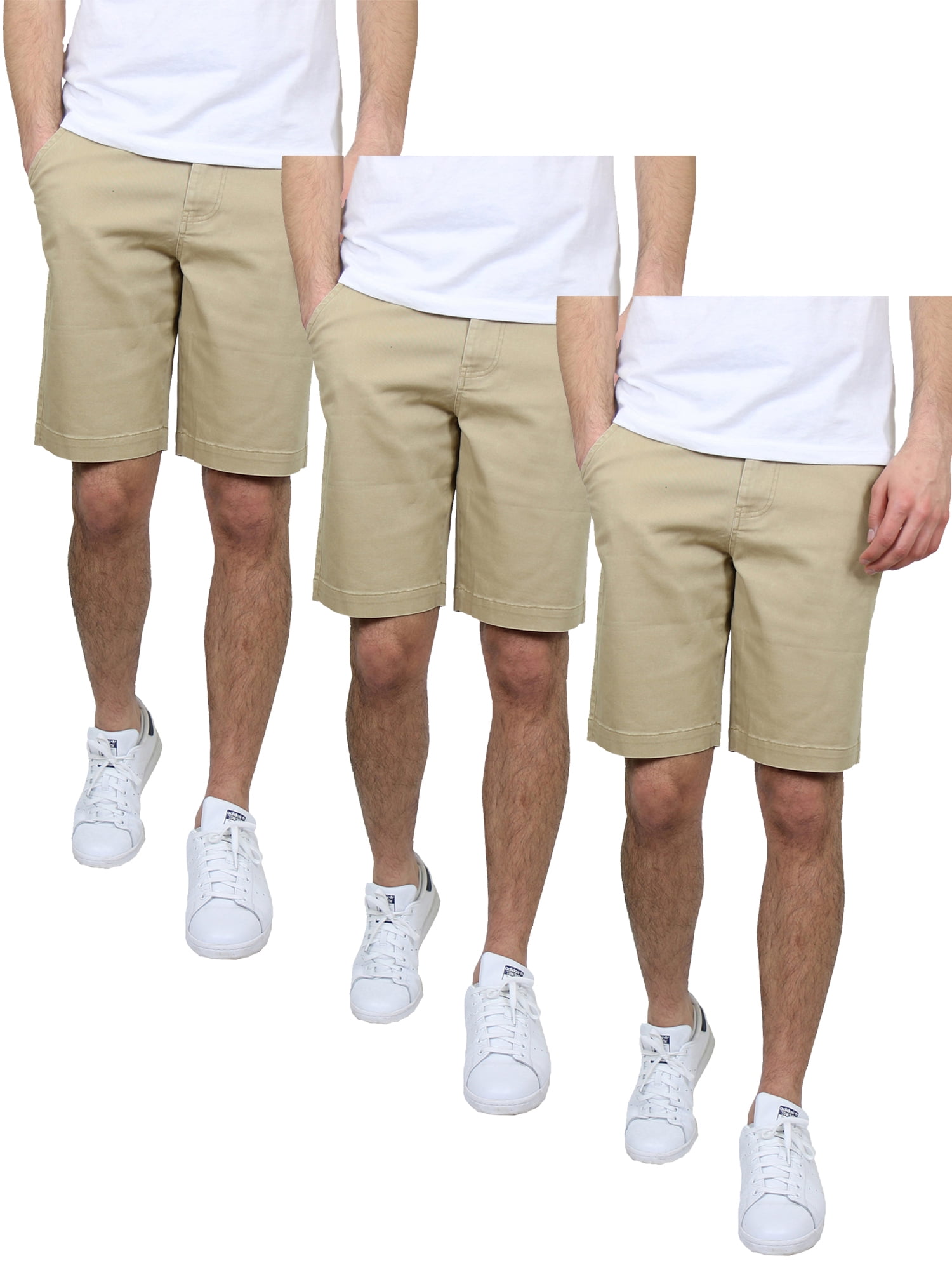 Mens 5-Pockets Flex Stretch Cotton Chino Shorts (3-Pack)