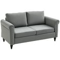 thumbnail image 1 of HOMCOM Loveseat w/ Curved Armrests, Love Seat w/ Padded Seat, Light Grey, 1 of 9