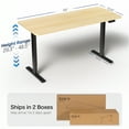 thumbnail image 6 of VIVO Electric 60” x 24” Stand Up Desk | Light Wood Table Top, Black Frame, 6 of 8