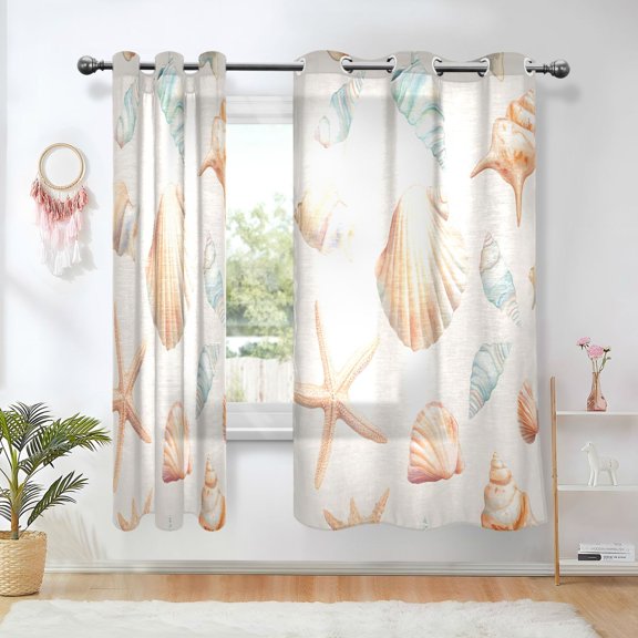 Yayeee Window Curtains Set of 2 for Living Room Light Filtering 63"x42", Gray Seashell