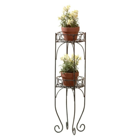 Tall Plant Stand, Two Tier Decorative Metal House Plant Stand - Verdigris