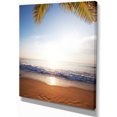 thumbnail image 2 of Deserted Beach with Palm Leaves - Large Seashore Canvas Print, 2 of 3
