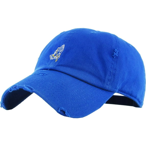 Praying Hands Rosary Vintage Distressed Dad Hat Baseball Cap Polo Style Adjustable