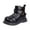 Black, variant on Girls Ankle Boots Fashion Splice Leather Furry Lined Winter Booties Comfy Soft Sole Zipper Short Snow Boots Black 2.5 Big Kids