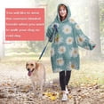 thumbnail image 4 of Teal Daisy Flower Golden Centers Pattern Wearable Oversized Blanket,Wearable Blanket Hoodie for Adults,Cozy Hooded Blankets with Super Pockets,Super Warm Fuzzy Pullover for Women & Men, 4 of 6
