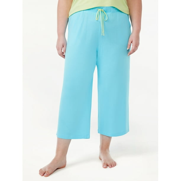Joyspun Women's Cropped Knit Sleep Pants, Sizes S to 3X