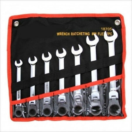 7 Piece Fine Tooth Flex Head Flexible End Ratchet Ratcheting Wrench Tool Set (Best Fine Tooth Ratchet)