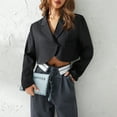 thumbnail image 3 of KOMOO Women Cropped Blazer Jacket Long Sleeve Lapel Crop Suit Coat Button Work Office Jacket, 3 of 9