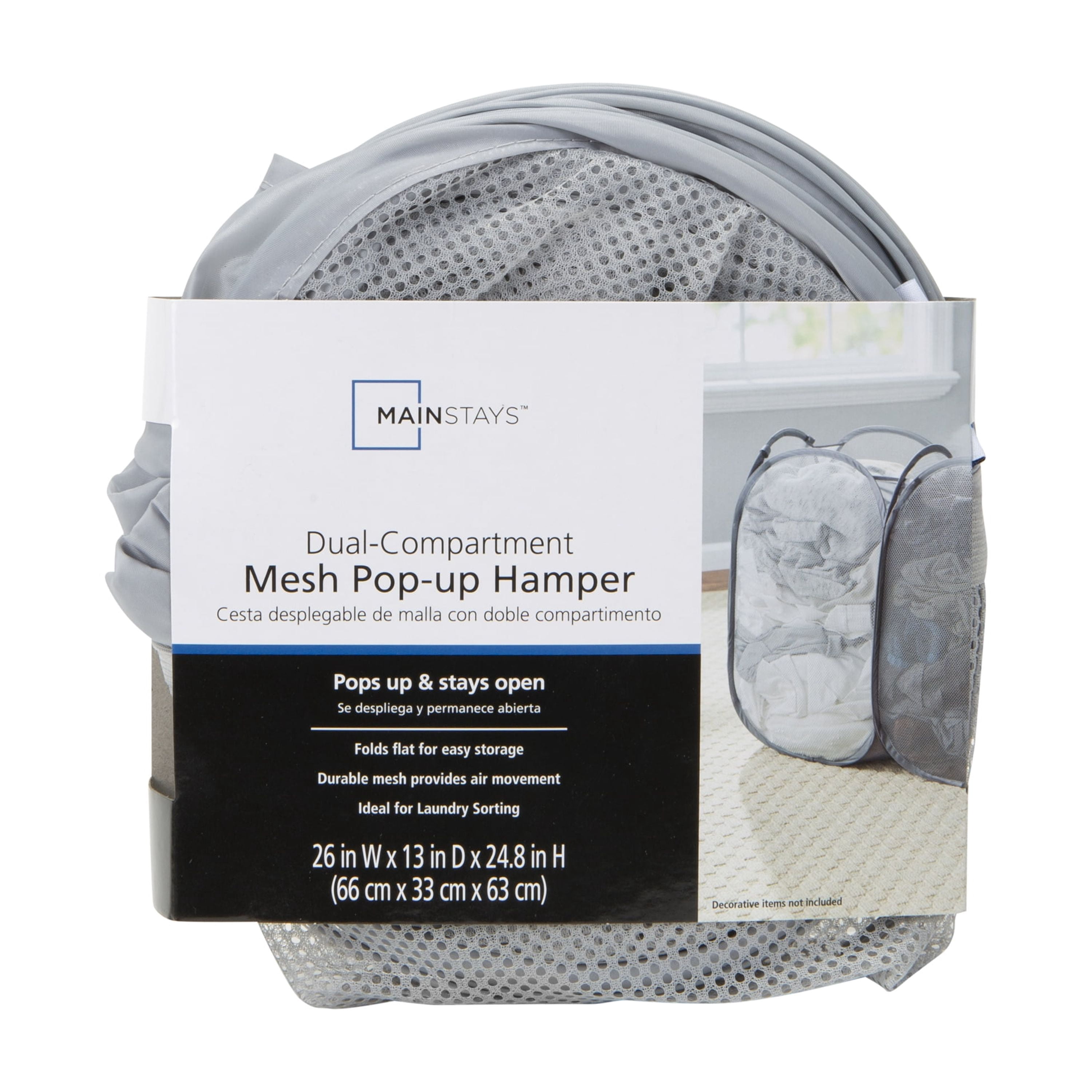 (3 pack) Mainstays Dual Pop-up Mesh Laundry Hamper with Durable Design