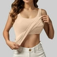 thumbnail image 2 of Women's Built In Bra Tank Top Seamless Padded Support Summer Casual Crew Neck Sleeveless Workout Camisole, 2 of 2