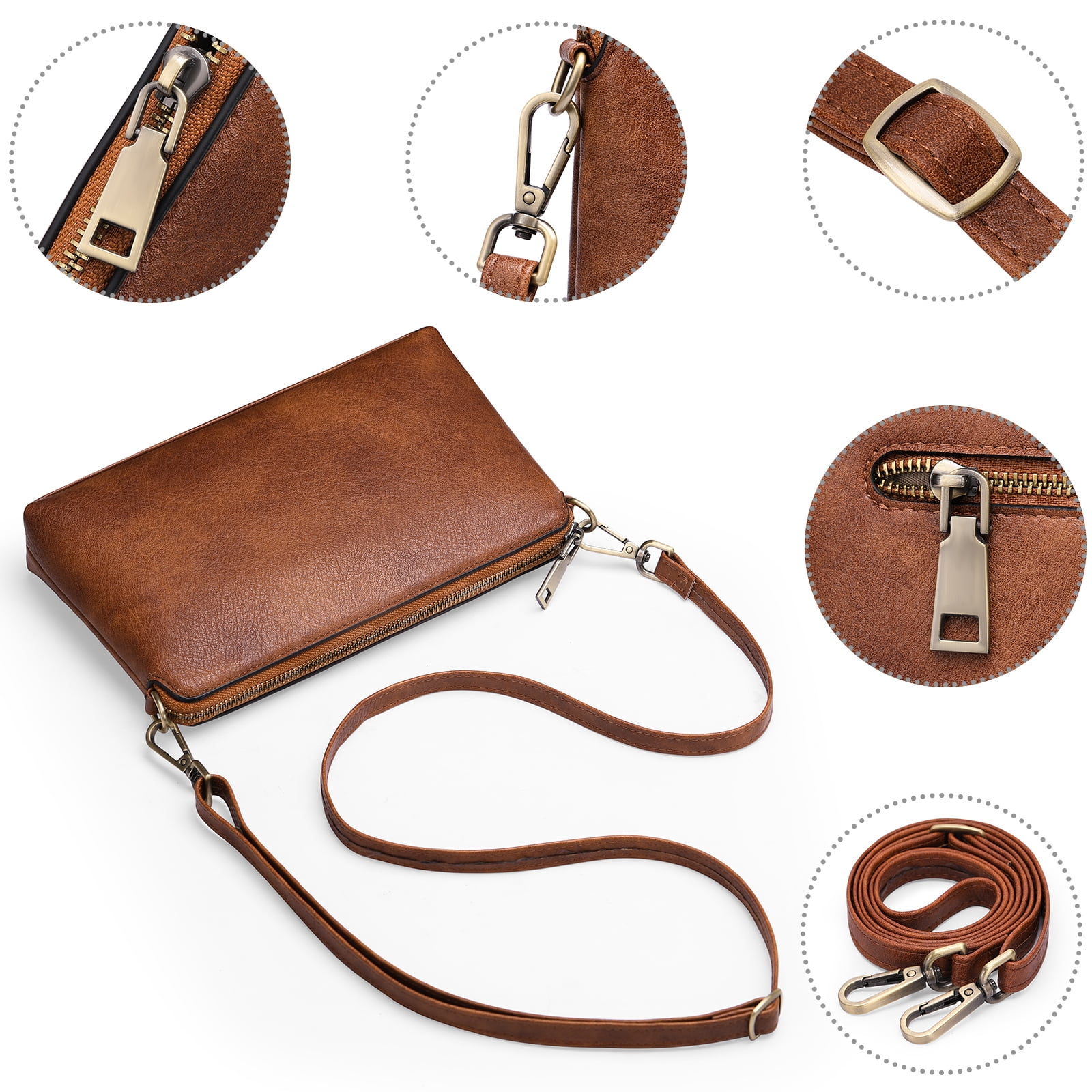 GAEKEAO Crossbody Bags for Women RFID Blocking Leather Shoulder Purse with Adjustable Strap & Top Zipper