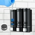 thumbnail image 3 of 3 in 1 Chamber Wall Mounted Bathroom Shower Pump Dispenser and Organizer-Holds Shampoo, Soap, Conditioner, Shower Gel, for Bathroom Kitchen Hotel,Non-Drilled Wall Distributor, 3 of 6