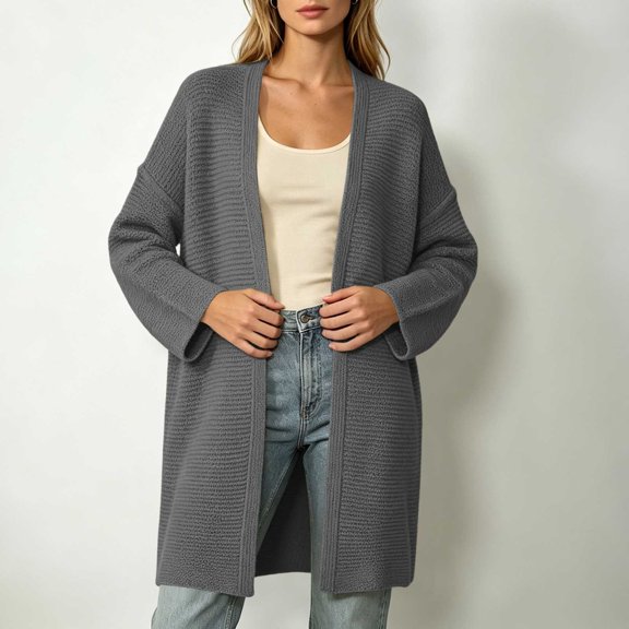 Meichang Women's Long Knit Cardigan Oversized Open Front Long Sleeve Knit Sweater Chunky Cardigans Fall Winter Outerwear