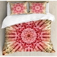 thumbnail image 3 of Batik Duvet Cover Set Twin Size, Gradient Circle Batik Pattern with Spectral Pleats and Distressed Spots Image Print, Decorative 2 Piece Bedding Set with 1 Pillow Sham, Red Brown, by Ambesonne, 3 of 3