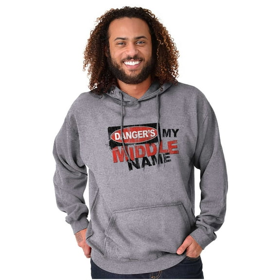Funny Danger is My Middle Name Hoodie Hooded Sweatshirt Men Brisco Brands S