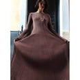 thumbnail image 4 of Female Fall Fashion Long Sleeve Maxi Dress Ribbed Knit Boat Neck Bodycon Casual Dresses Going Out Outfits Dark Brown S, 4 of 7