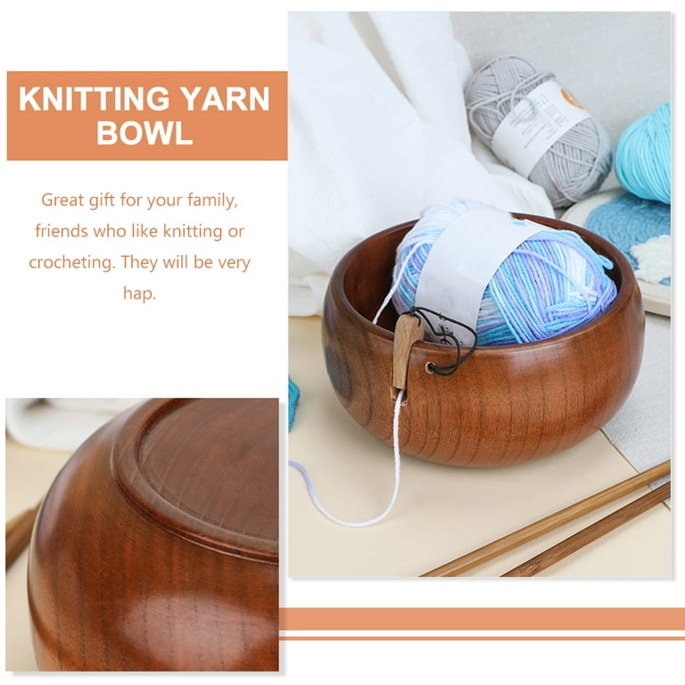 Wooden Yarn Storage Bowl Knitting Yarn Bowl Vintage Yarn Bowl for Crochet  with Wood Plug 