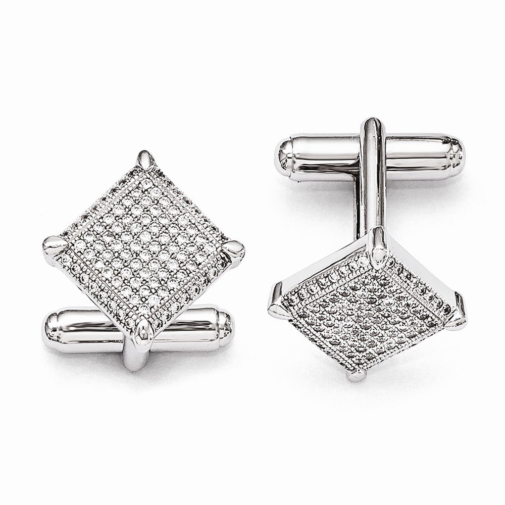 Sterling Silver and CZ Brilliant Embers Cufflinks Fine Jewelry Ideal Gifts For Women